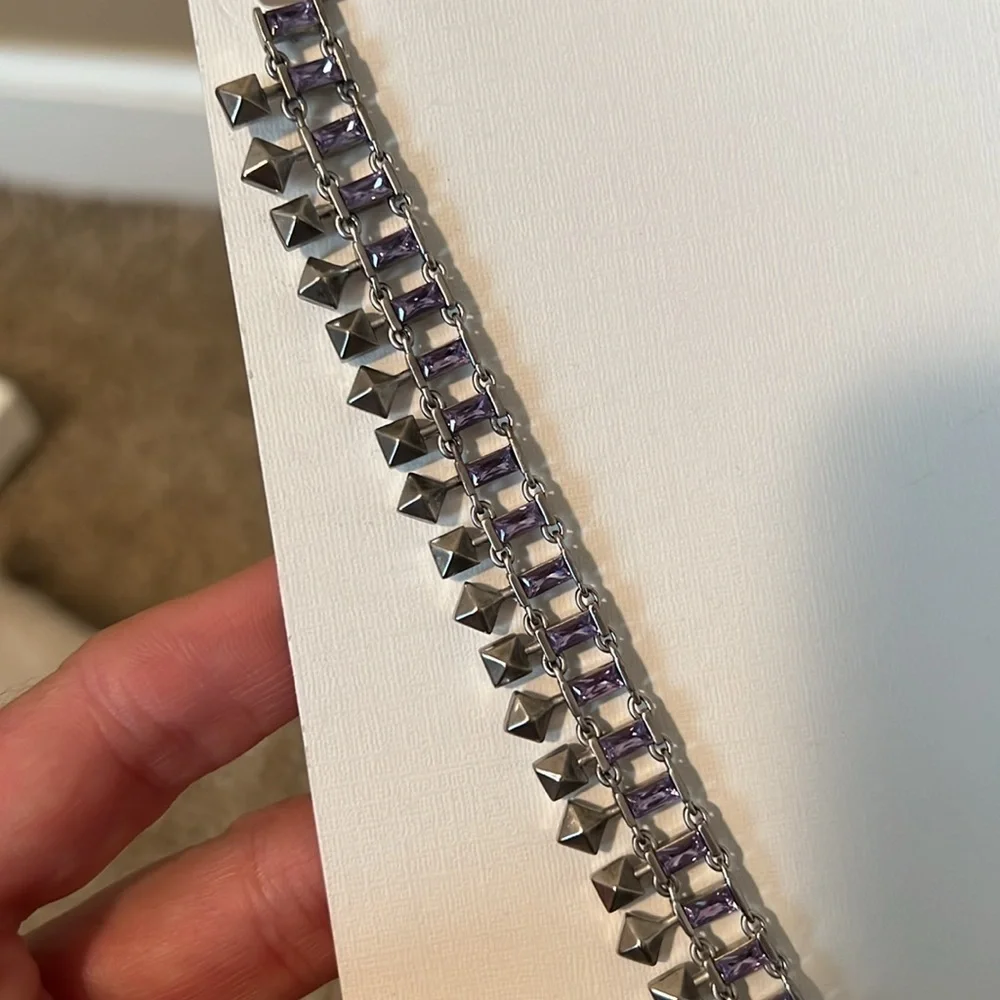 Kendra Scott Oscar Necklace silver lilac purple stones crystal jewelry